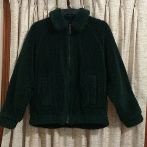 BDG Dark Green Teddy Jacket